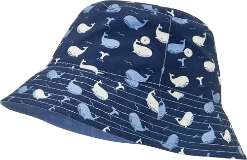 Playshoes Jungen UV-Schutz Fischerhut Bademütze, Wal, 55cm - Hüte, Mützen & Caps für Baby-Jungen mit UV-Schutz 50+, wendbar und aus recyceltem Material - ideal für sicheres Baden und Planschen.