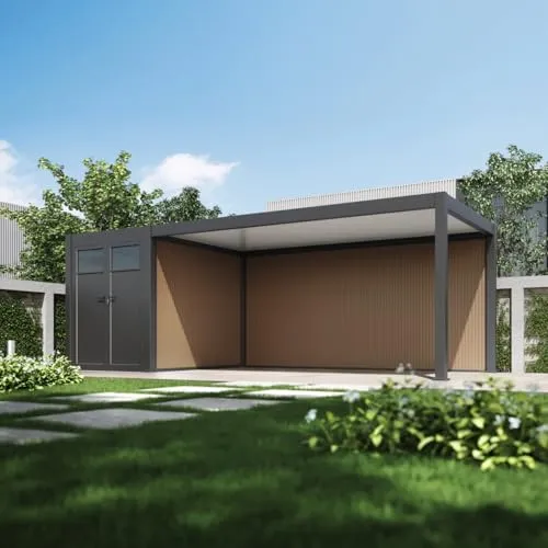 Produktbild Weide WPC Wand für Carport 5,3 Meter mit Verstärkungsstange