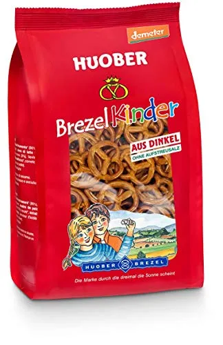 Huober Bio BrezelKinder, kleine Brezeln aus biologisch-dynamisch angebautem Dinkel, ohne Aufstreusalz, ohne Palmfett, demeter, 125 g