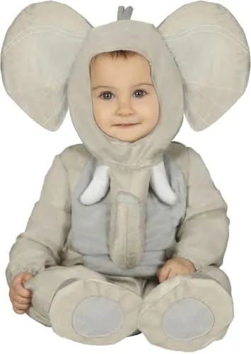FIESTAS GUIRCA Elefant grau Kostüm für Baby - Dumbo Elefantenkostüm aus Polyester, ideal für Fasching und Karneval, Größe 90-94 cm