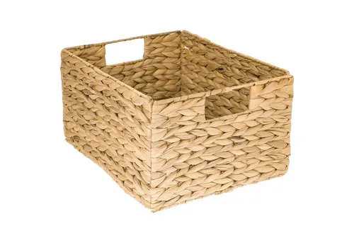 HMF Aufbewahrungskorb faltbarer Korb geflochten aus Wasserhyazinthe Seegras (1 St), handgefertigter Flechtkorb, 36 x 28 x 20 cm