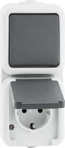 Peha AP-Kombination IP 54 Wechsel-Schuko grau D 6666 WAB von PEHA BY HONEYWELL