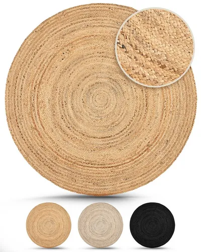 carpetfine Teppich Nele Juteteppich Naturfaser - Flachgewebe-Teppich aus 100% Jute, handgefertigt, rund oder oval, für ein gemütliches und ruhiges Ambiente in Ihrem Zuhause.