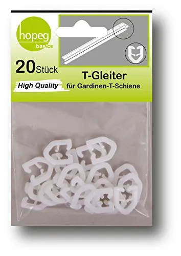 T-Gleiter für Gardinen T-Schienen Inhalt 20 Stück weiß