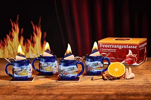 Feuerzangentasse 4er-Set, Blau/Winter in blau von Feuerzangentasse