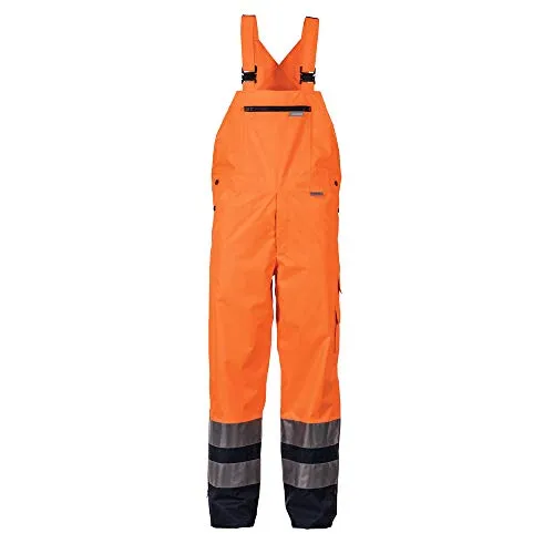Regenlatzhose 2066 warnorange/marineblau - Größe 3XL - Warnschutz-Latzhose 2066 in leuchtorange/marineblau, bietet optimale Sichtbarkeit und Schutz bei Regen, ideal für Arbeiten im Freien.