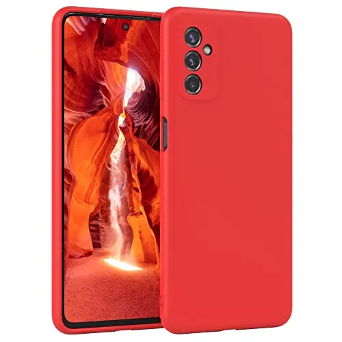 EAZY CASE - Silikonhülle für Galaxy M52 5G Hülle Silikon Case Rot weich stoßfeste Handyhülle Schutzhülle mit Kameraschutz Dünn Premium Schutz Cover TPU Phone Bumper in Mattrot