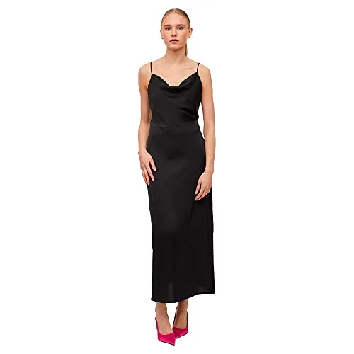 Vila VIRAVENNA Strap Ankle Dress - NOOS, Schwarz, 40 - Elegantes Freizeitkleid für Damen mit verstellbaren Spaghetti-Trägern und V-Ausschnitt, perfekt für besondere Anlässe.