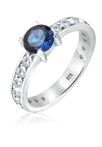 Elli Fingerring Solitär Saphir Zirkonia 925 Sterling Silber blau 52 mm - Eleganter Solitär-Ring aus 925 Sterling Silber mit blauem Saphir-Zirkonia. Perfekt für besondere Anlässe und als stilvolles Accessoire.