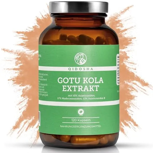 QIDOSHA® Gotu Kola 60:1 Extrakt – Höchster Wirkstoffgehalt - Gotu Kola Kapseln mit 10% Asiaticoside, 17% Madecassoside, vegan und in nachhaltigen Apothekergläsern verpackt – für höchste Qualität und Umweltbewusstsein.