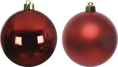 Bruchfeste Weihnachtskugeln Christmas Red rot Ø 10 cm aus Kunststoff - 4er Set