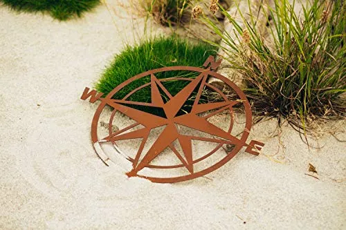 Kompass, Rost Design, D: 52 cm, Maritime Gartendeko Rost, Metalldeko