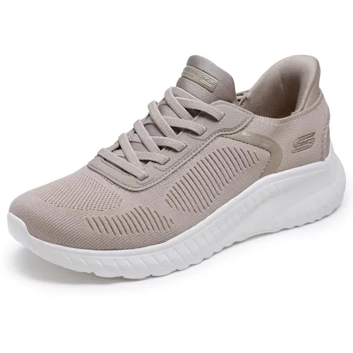 Skechers Damen Bobs Squad Chaos Sneaker - Taupe, 40 EU - Damen-Sneaker mit flexibler Traktionslaufsohle und anatomisch geformter, stoßdämpfender Zwischensohle für optimalen Komfort beim Tragen.