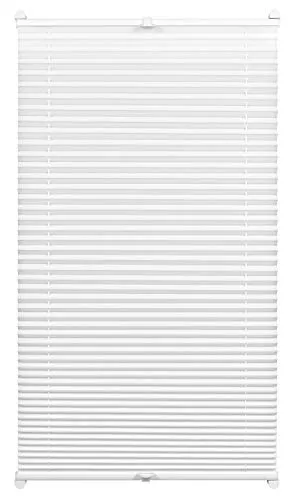 GARDINIA EASYFIX Plissee ohne Bohren, 85 x 130 cm - Blickdichtes Falt-Rollo in Weiß, ideal für Fenster ohne Bohren. Flexibles Verstellen und einfache Montage mit Premium-Klemmträgern für perfekten Sicht- und Sonnenschutz.