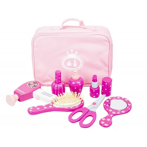4iQ Hölzernes Schmintset mit Kosmetiktasche für Kinder Pink 21,5x6,5x17 cm