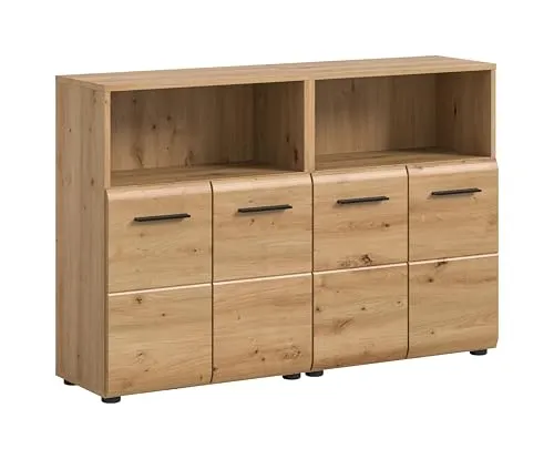 xonox.home Badmöbel Kombination Ice 120x80x30 cm - Platzsparendes Badezimmermöbel-Set in modernem Hochglanz-Look, bietet ausreichenden Stauraum und ist pflegeleicht. Ideal für die Organisation Ihres Badezimmers.