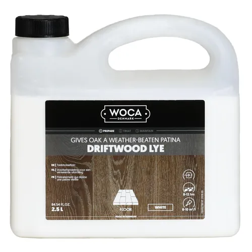 2,5l Woca Driftwood Lye white Holzlauge weiß (Treibholzlauge weiß) Eichenholz