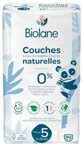 Biolane Natürliche Windeln 40 Windeln Größe 5 (11-25 Kg)