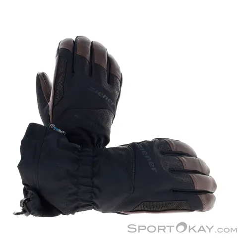 Ziener Gaiku-z AS AW Glove man black.dark brown (12335) - Wasserdichte Skihandschuhe für Herren - Warme Skihandschuhe mit ZIENER AQUASHIELD Membran, lavalan Wollwattierung für optimalen Klimakomfort und recyceltem Material für Nachhaltigkeit.