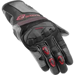 Bogotto Zello Motorrad Handschuhe L, schwarz-grau-rot - Motorradhandschuhe mit perforiertem Design für optimale Belüftung, vorgekrümmte Finger und Materialdopplung für maximale Sicherheit.