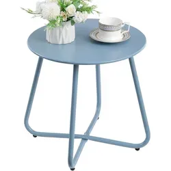 Kleiner runder Outdoor Beistelltisch in Grau Blau in blau von LuxusKollektion