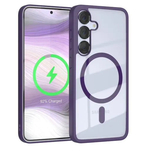 MagSafe Hülle für Samsung Galaxy S25 Bumper Case Transparent Kameraschutz Lila