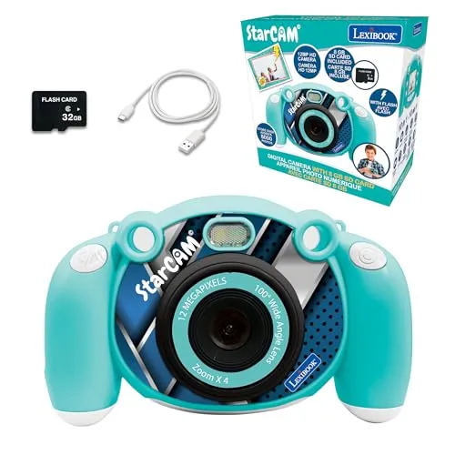 Lexibook, StarCAM - Kinderkamera mit Foto-, Video-, Audio- und Spielfunktionen, inklusive 32GB SD-Karte - DJ080