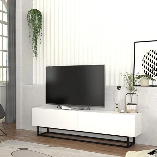 TV-Lowboard 'Nolven' – Modernes Design in Weiß mit 2 Klapptüren