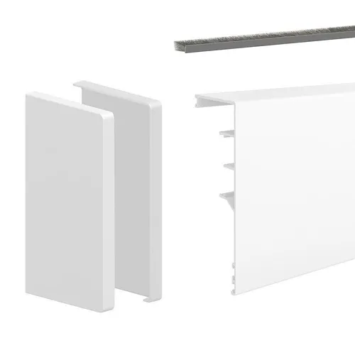 SLID'UP 160/170 Abdeckblende Weiß 301 cm XL mit Endkappen für Schiebetür