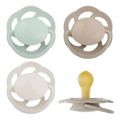 nip Cherry Newborn Schnuller 0-2 Monate 4er Pack Kirschform Latex | stillfreundlich kiefergerecht hautfreundlich natürlicher Rundsauger Naturkautschuk Made in Germany Größe 0 grün/braun