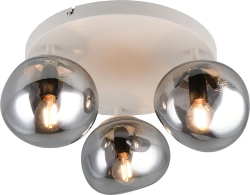 S.OLIVER Deckenleuchte ANJELLA - Stilvolle Raumbeleuchtung in Warm Grey - Die Deckenleuchte ANJELLA mit 3 mundgeblasenen Glasschirmen sorgt für eine elegante Lichtverteilung und passt perfekt in Wohnräume oder Flure. Ihr zeitloses Design verleiht jedem Raum einen besonderen Akzent.