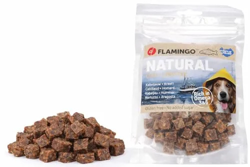 Leckerli Hund – Kabeljau & Hummer Stückchen – 75g – Europäische Qualitäts-Snacks mit Meeresaroma – Flamingo