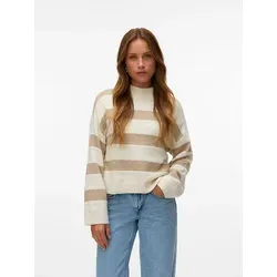 Vero Moda Regular Fit Pullover 'NEZ' in Offwhite - Stylischer Damen Strickpullover mit Allover-Muster und komfortablem Regular Fit, ideal für lässige Looks und gemütliche Tage.