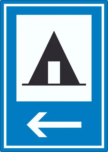 HB-Druck Aufkleber Zeltplatz links Aufkleber, wetterfest, UV-beständig, kratzfest