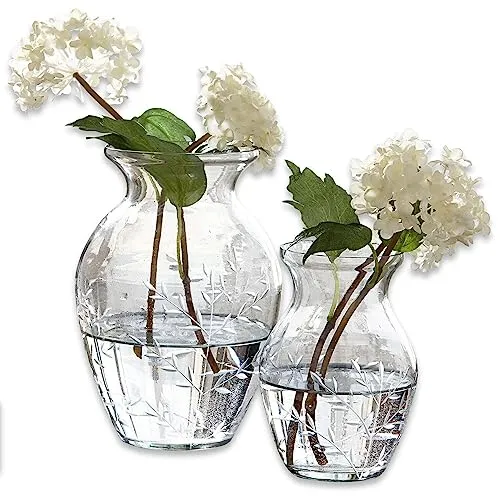 Loberon Vase 2er Set Paimpont, Zwei Größen, mundgeblasen, zeitlos elegant, nostalgisches Design, Blumenvase, Wohndekoration, Glas, klar