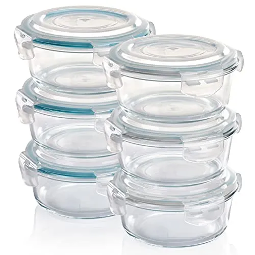 Grizzly Glas Frischhaltedosen Set 6x 620 ml - Vorratsdosen-Set aus 6 luftdichten Borosilikatglasbehältern mit Klick-Verschluss, perfekt für Ofen, Mikrowelle und Gefrierfach – BPA-frei und ideal zur Aufbewahrung von Lebensmitteln.
