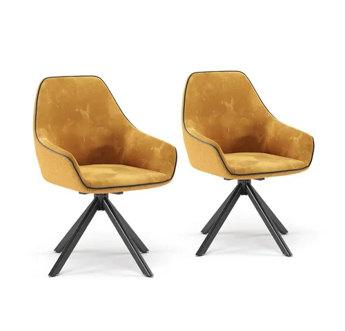 Vicco Esszimmerstuhl Eleganza, Gelb, 2er Set - Stühle im modernen Design mit drehbarer Sitzfläche für zusätzlichen Komfort und Stil. Ideal für Wohnzimmer oder Büro – ein elegantes Statement für Ihr Zuhause!