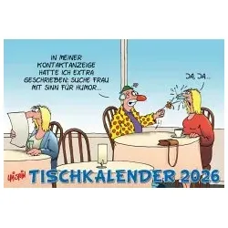 Uli Stein Tischkalender 2026 - Monatskalender zum Aufstellen, perfekt für den Schreibtisch und mit humorvollen Illustrationen von Uli Stein.