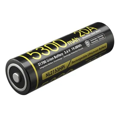 Nitecore Li-Ion Akku 21700, 5300mAh - Hochleistungsakku für langlebige Energie, ideal für Taschenlampen und elektronische Geräte, mit 5300mAh Kapazität für längere Laufzeiten.