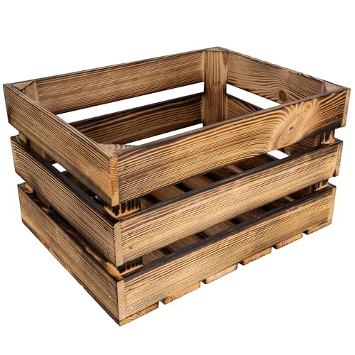 Creative Deco Holzkiste Vintage | 40 x 30 x 23 cm | Kiste Holz Geflammt | Obstkiste Deko Weinkisten Apfelkiste | Perfekt als Holzbox Geschenkbox Spielzeugkiste Aufbewahrungskiste Osterdeko