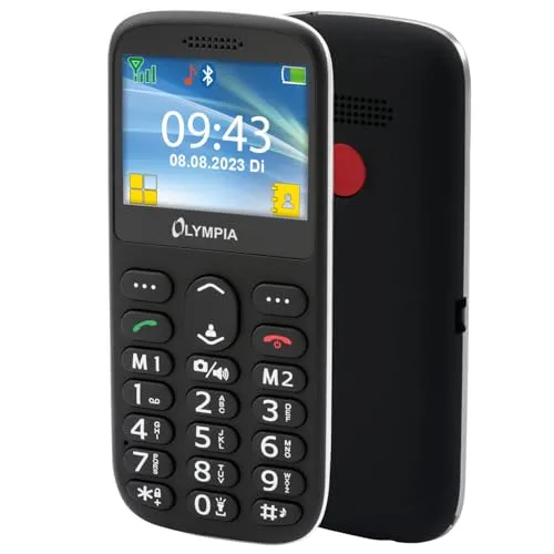 Olympia Mobiltelefon SUN schwarz - Handys ohne Vertrag, kompaktes Design mit langer Akkulaufzeit und ideal für den täglichen Gebrauch