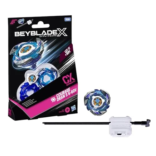 Bey Blade X Courage Dran S 6-60V CX Starter Pack Set, Attack Type Top and Launcher; Authentic Takara Tomy Battle Tops Games, Toys for Boys and Girls 8+