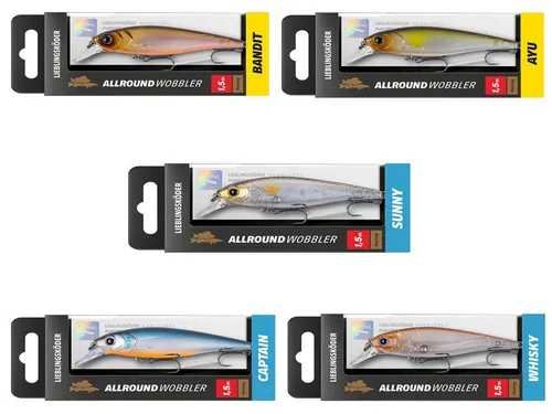 Lieblingsköder Allroundwobbler Set - 5er Set für klares Wasser - Das Lieblingsköder Allroundwobbler Set bietet 5 perfekt abgestimmte Farben für klares Wasser. Ideal zum gezielten Angeln auf Raubfische – für maximale Flexibilität und Erfolg am Wasser!