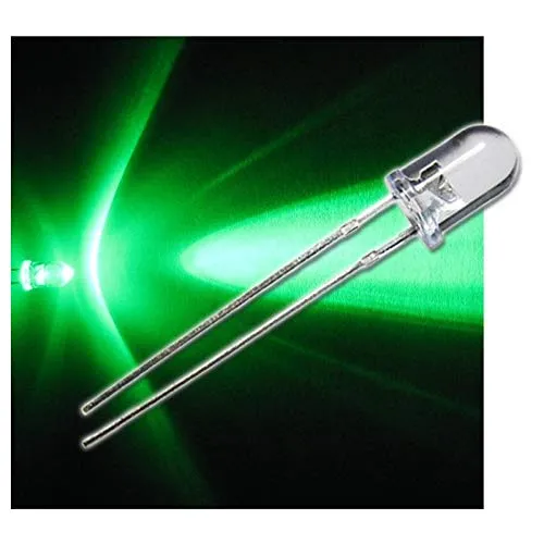 world-trading-net 10 LEDs 5mm wasserklar blinkend grün SET, Leuchtdiode, bedrahtet, Diode leuchtend, als Bauteil
