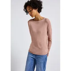 STREET ONE Strickpullover Damen, faded rose meliert - Casual Pullover für Damen von STREET ONE, hüftbedeckend mit U-Boot-Ausschnitt. Bequem und warm durch die hochwertige Strick-Qualität aus 60% Viskose und 40% Baumwolle.