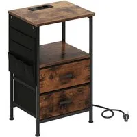 Costway Nachttisch mit LED und Ladestation Beistelltisch Nachtschrank