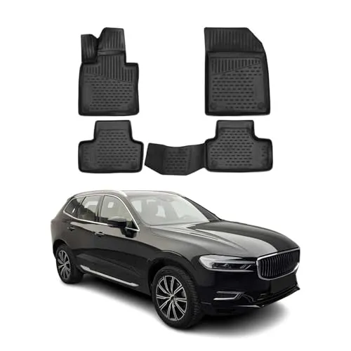 OMAC Auto-Fußmatten für Volvo XC60 2017-2021 - Fahrzeugspezifische 4-tlg TPE Fußmatten, wasserfest und rutschfest, bieten perfekten Schutz und einfache Reinigung für den Innenraum Ihres Volvo.
