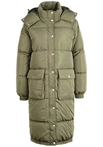 OXMO OXAlba Damen Wintermantel Parka - Steppmantel mit Kapuze in Dusty Olive, Größe XL - Funktionsjacken - Knielanger, stylischer Parka mit weicher Polyesterfüllung, ideal für winterliche Outfits und nachhaltig produziert.