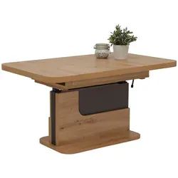 Couchtisch HELA, braun - Ausziehbar & Höhenverstellbar - Multifunktionaler Couchtisch aus artisan Eiche, höhenverstellbar und mit ausziehbarer Tischplatte für flexible Nutzung. Ideal für Ihr Wohnzimmer.