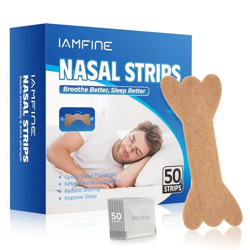 Nasenstreifen für Schnarchen, 50 Stück Nasenstreifen zum Atmen, Anti-Schnarch-Geräte für Männer und Frauen, Linderung einer verstopften Nase bei Erkältungen, Allergien, Schnarchstreifen für Sport und
